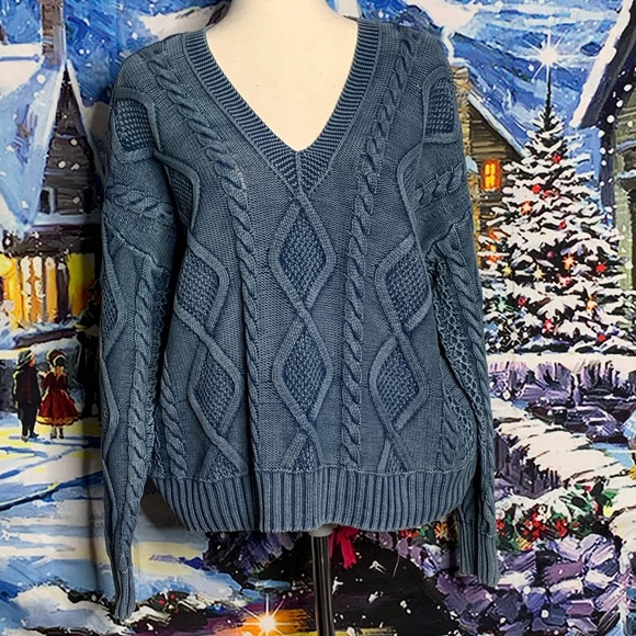 Lucky Brand Women’s Blue Cotton Long Sleeve Sweater NWT Size Medium - Picture 9 of 11